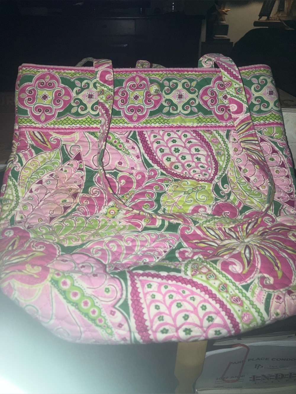 Vera Bradley Toggle Tote in Pinwheel Pink EUC